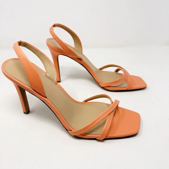 Veronica Beard Analita Orange Heel Sling Back Sandals Size 11 - Picture 1 of 7
